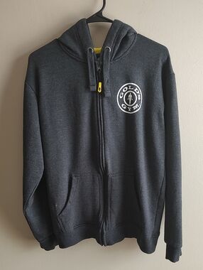 GOLDS GYM Muscle Joe Full-Zip Gray Hoodie Men's Size Medium Very Good Condition